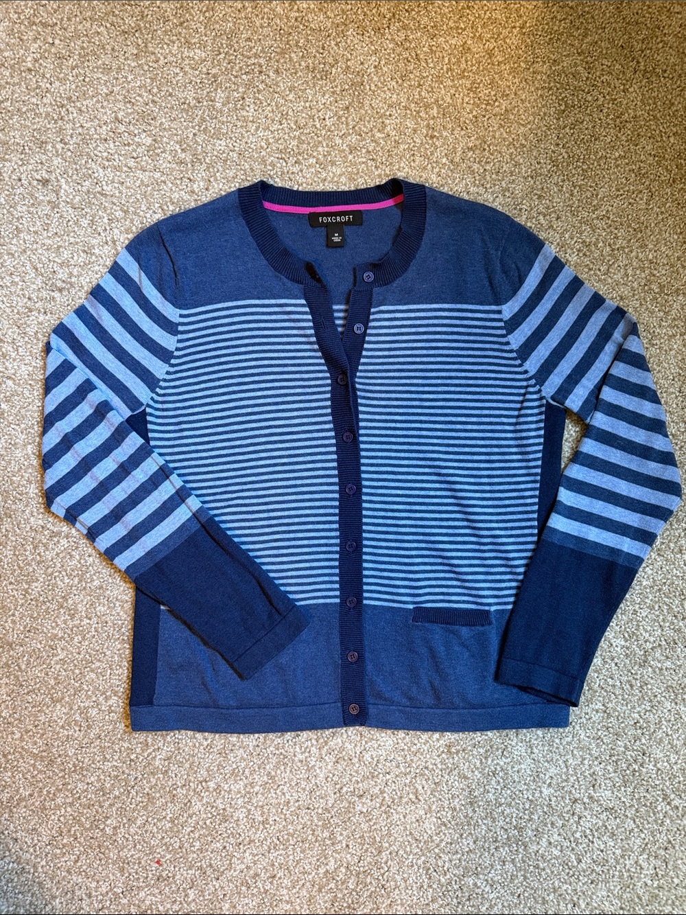 Women’s Navy & Light Blue Striped Cardigan